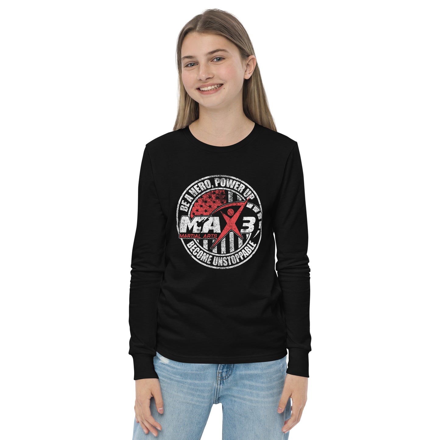 Youth Distressed MAX3 Pillars Long Sleeve T-Shirt